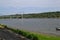 View at bridge and other side of river Danube, Novi Sad, Serbia