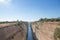 View from bridge over the Corinth Canal near Athens in Greece