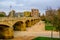 view of the bridge pont de sant josep segle over dryed up riverbed of turia river...IMAGE