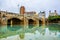 view of the bridge pont del mar over dryed up riverbed of turia river...IMAGE