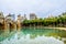 view of the bridge pont del mar over dryed up riverbed of turia river...IMAGE