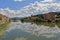 View from bridge Ponte alle Grazie in Florence, Italy