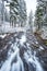 View on the bridge,scenic view of Narada falls on snow day in mt