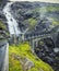 View On Bridge and Waterfall In Troll Road, Norway