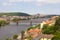 View bridges river and of the historical center Prague