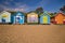 View of Brighton bathing boxes at Brighton Beach