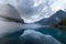View of the Briksdalsbreen Briksdal glacier from the shores of the Oldevatnet Lake, Stryn, Vestland, Norway