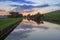 View of a British canal in rural setting