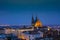 A view of Brno Cathedral and skyline at night, Brno, Czech Republic, Europe - February 22nd 2018