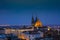 A view of Brno Cathedral and skyline at night, Brno, Czech Republic, Europe - February 22nd 2018