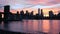 View on the Brooklyn Bridge and Manhattan, sunset