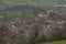 View for Brumov town and meadow in spring cloudy day in Moravia