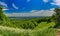 View of Budapest over hillside slope in sunny weather