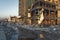 View of Building destruction after a fire at a warehouse with explosives in Beirut