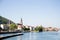 View on a building exterior with church steeple on the neckar in heidelberg germany