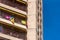 View of the building with flags. Before the referendum on independence, Tarragona, Catalunya, Spain. Copy space for text