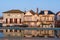 View of buildings at the Aldeburgh boating pond. UK