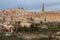 View of the buildings of the historic part of the city with numerous churches and the Cathedral in the city of Toledo, Spain