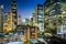 View of buildings in Midtown East at night, in Manhattan, New Yo