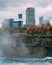 View of buildings in Niagara Falls, Ontario from New York