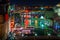 View of buildings and pedestrian bridges at the Inner Harbor at night, in Baltimore, Maryland