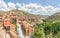 View at the buildings and town wall of Albarracin in Spain