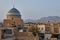 The view on buildings in Yazd with Jameh Mosque, Iran.