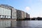 View at the built structure with modern buildings at the riverside in amsterdam netherlands