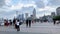 View of Bund People Walking Along Huangpu River Front.