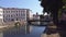 View of Buranelli river with bridge in Treviso