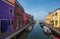 View of Burano island, a small island inside Venice Venezia area, famous for lace making and its colorful houses., Italy.