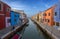 View of Burano island, a small island inside Venice Venezia area, famous for lace making and its colorful houses., Italy,