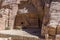 A view of burial sites close to the path in the ancient city of Petra, Jordan