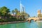 View of Burj Al Arab hotel from Madinat Jumeirah hotel.