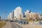 View in a business architecture on a promenade in Tel Aviv, Israel