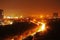 View of busy the cityscape of Noida  at night