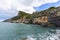 View on Byron Grotto in the Bay of Poets, ruiuns of Doriow Castle, Portovenere, Italian Riviera, Italy