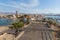 View from Cabezo de la Reya Puerto de Mazarron Spain towards the marina and town
