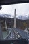 View from the cable car to the cable-stayed bridge across the Inn River