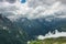 View on cableway in the mountains. alpine landscape