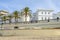 View of the Cadiz Promenade from the beach La Caleta in Cadiz, S