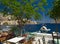 View from a cafe restaurant in Symi island port.