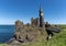 View of the Caithness coast and the ruins of the historic Castle Sinclair Girnigoe