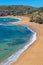 View of Cala Cavalleria beach in Menorca, Balearic islands Spain