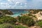 The view on Cala Napoletana. Beaches of Caprera Island in The Maddalena Archipelago. Transparent turquoise water in Sardinia,