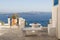 View of the caldera and the sea from the terrace, Santorini, Greece