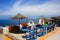 View of the Caldera from the terrace cafe, Santorini, Greece