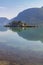 The view of the calm waters of Barsnesfjorden, the innermost part of the fjord arm Sogndalsfjorden near the Sogndal municipality