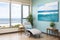 view of a calming seascape painting in a therapy room