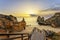 View of Camilo beach and staircase,at sunrise